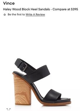 Vince Black Leather Block Heel Sandals